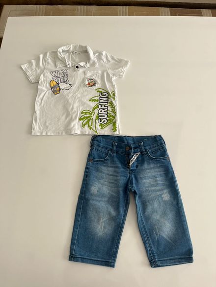 Erkek Çocuk Beyaz Polo Yaka Tişört ve Ma