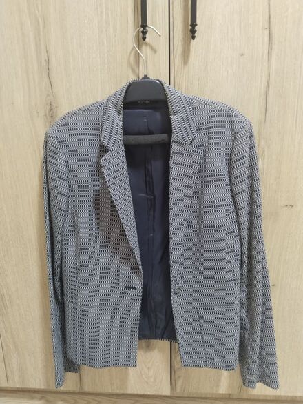 Desenli Lacivert Blazer Ceket