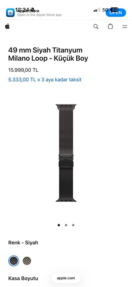 Siyah Titanyum Milano Loop Kayış
