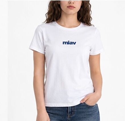 Miav yazili beyaz tishort