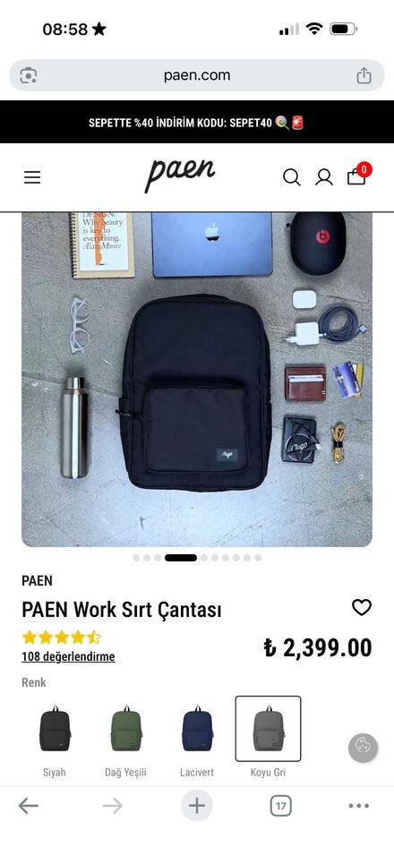 PAEN Work Siyah Sırt Çantası