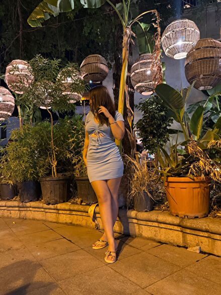 Mavi Askılı Mini Elbise