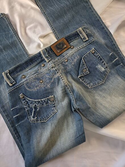Dior vintage işlemeli düşük bel Jean