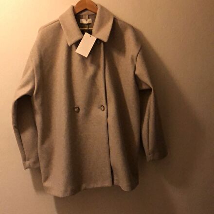 Zara Düğmeli Krem Rengi Midi Kadın Kaban