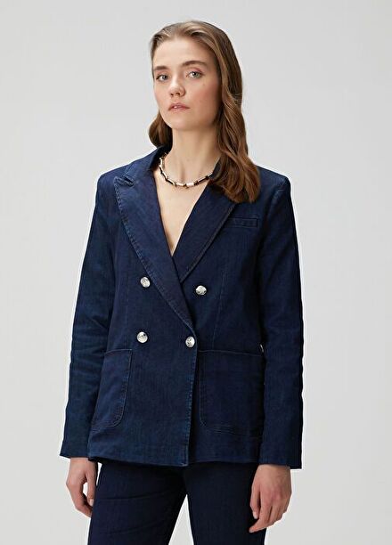 Beymen Indigo Kruvaze Denim Ceket