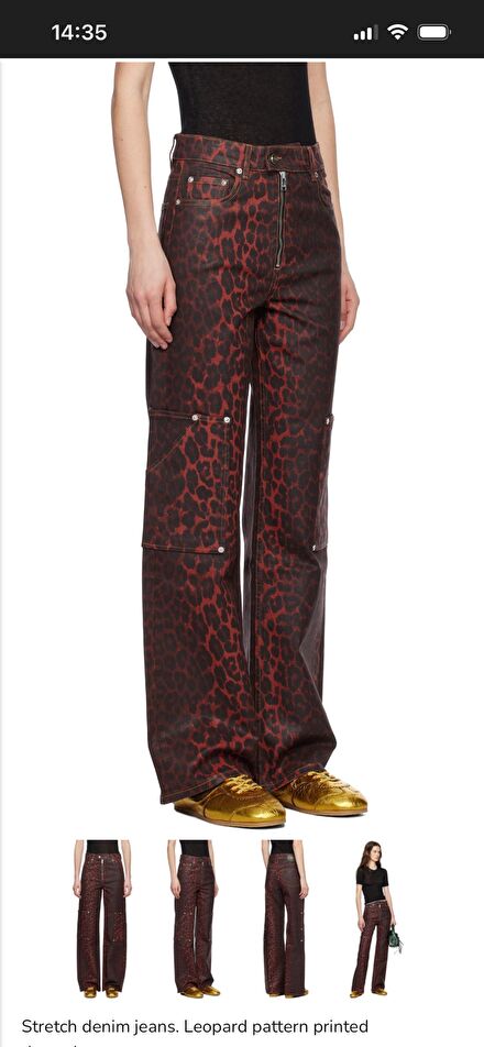 Ganni Kırmızı Leopar Pantolon