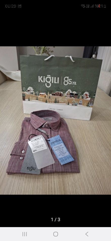 Kiğılı %100 Pamuk Slim Gömlek