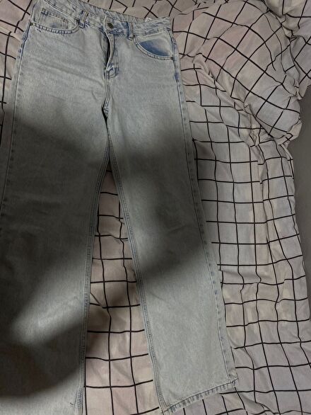 Açık Mavi Yüksek Bel Straight Jean Panto