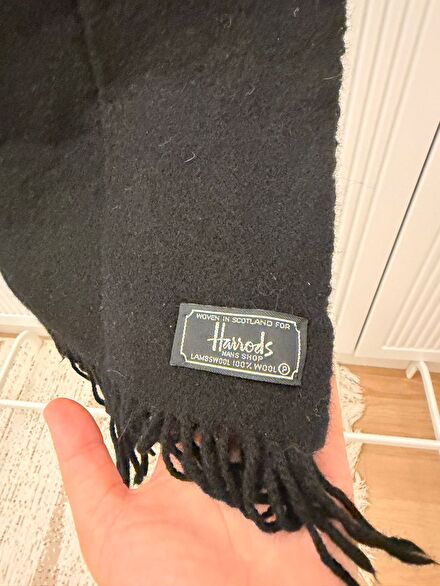 Harrods Premium Siyah Yün Atkı