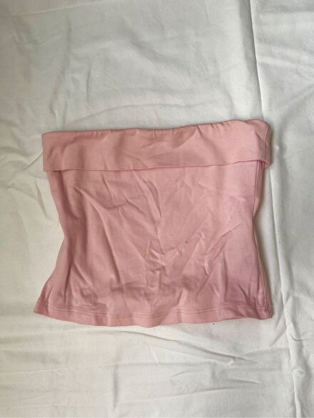 Pull & Bear Toz Pembe Straplez Bluz
