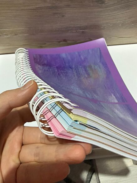 Spiralli Renkli Yapraklı Defter