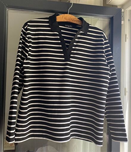Çizgili Polo Yaka Sweatshirt