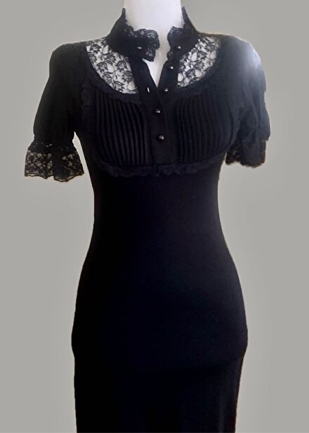 victorian dantelli gothic uzun elbise