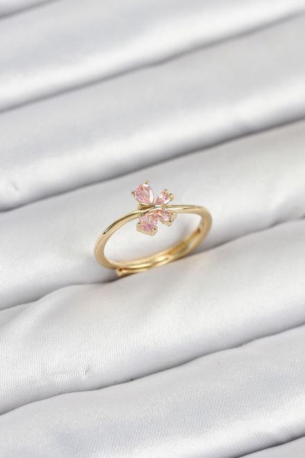 pembe kelebek model çelik yüzük