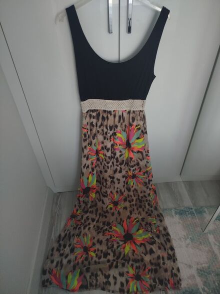 Chima Leopar Desenli Maksi Elbise
