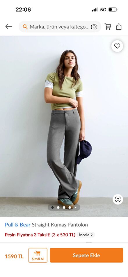 Pull & Bear Gri Kumaş Pantolon