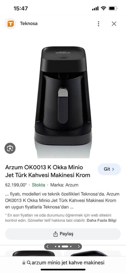 Arzum Okka Minio Jet kahve mak garantili