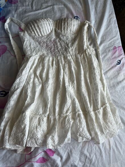 Beyaz Dantel Mini Elbise
