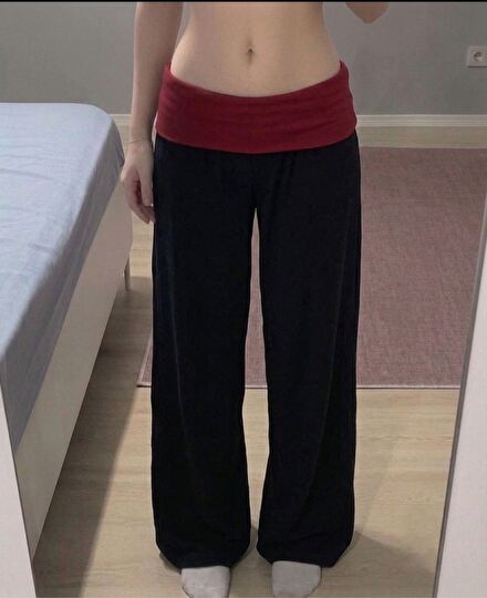 Siyah düşük bel pantalon
