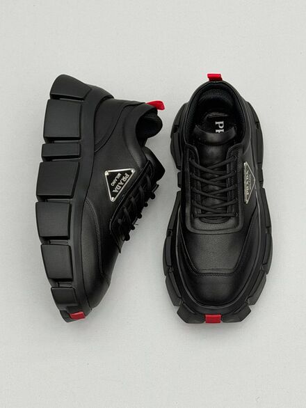 Prada Siyah Deri Erkek Sneaker