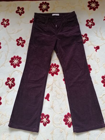 Mango Kadife Bordo Pantolon