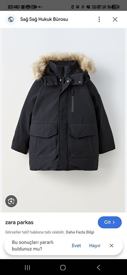 Zara Siyah Kapüşonlu Parka