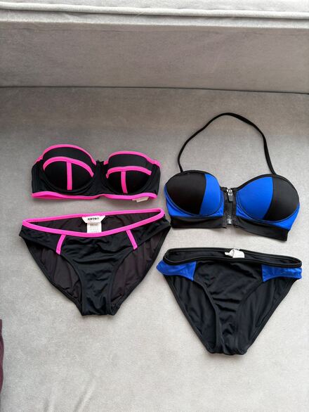 2li Bikini Takımı Siyah Pembe Mavi