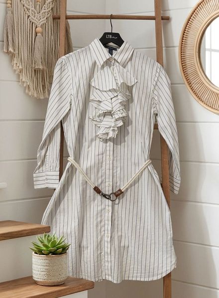 ralph lauren uzun midi çizgili gömlek