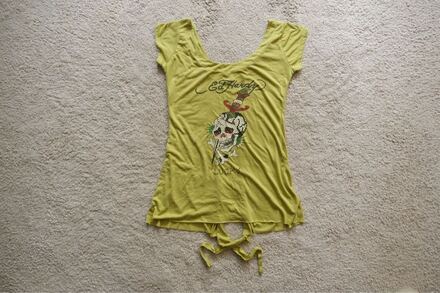 Ed Hardy Lime Fitted Y2K Skull Top