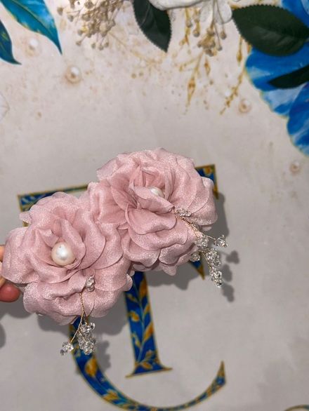 Pembe Gül Tasarımlı Saç Tokası