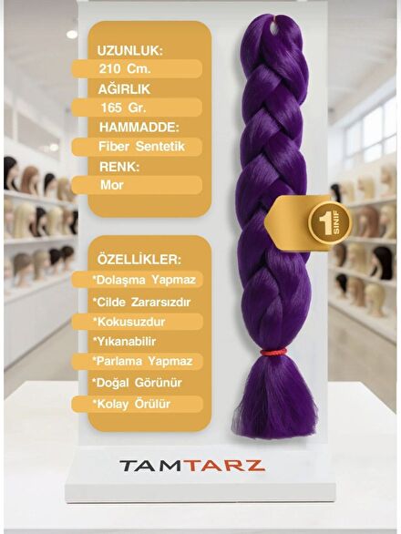 Mor Fiber Sentetik Saç 210 Cm
