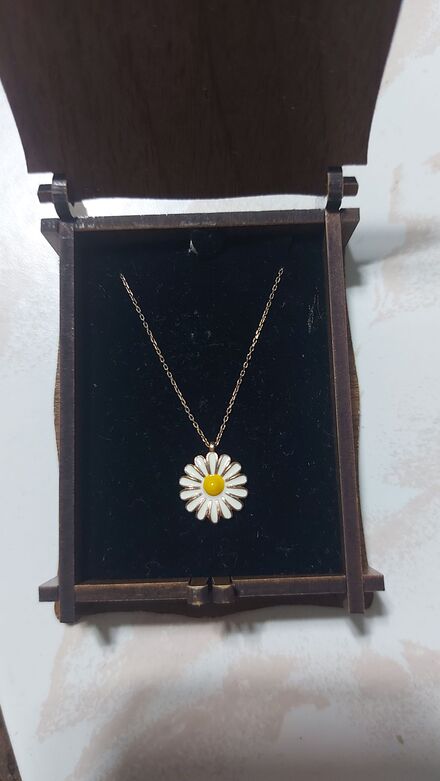 925 ayar rose gold papatyalı gümüş kolye