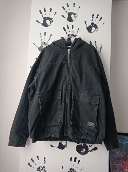 Kapüşonlu Oversize Bomber Kot Mont