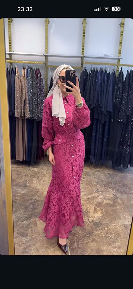 Bordo renk şık Elbise
