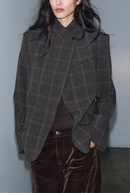 ZARA KARELİ BLAZER CEKET ZW COLLECTION