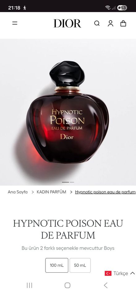 orjinal Dior Hypnotic Poison Parfum