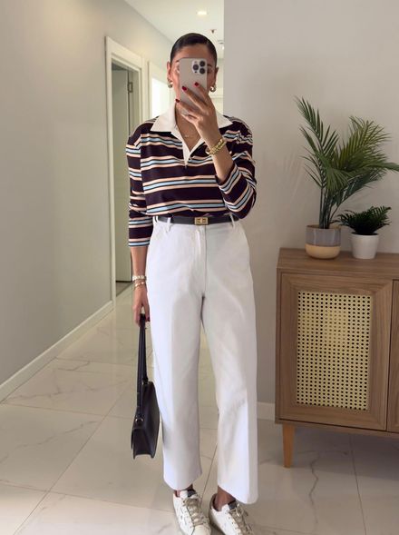 Yüksel bel beyaz wide leg jean