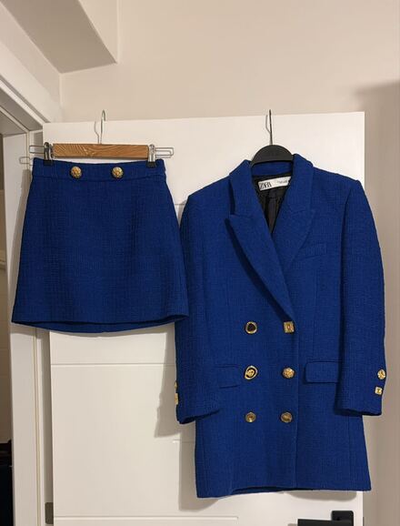 Zara mavi etek ceket takım