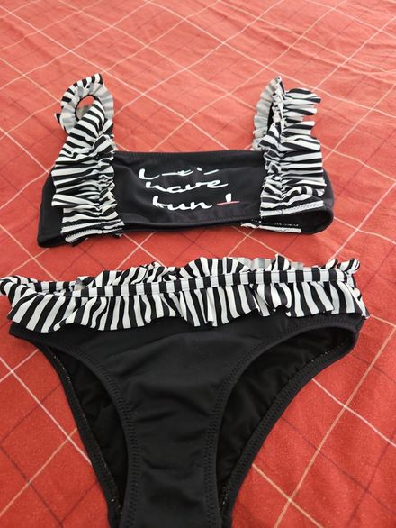 Siyah Beyaz Çizgili Bikini Takımı