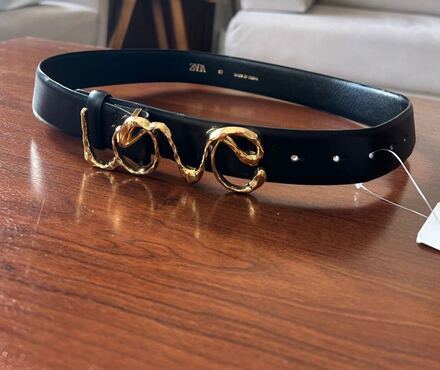 Zara Siyah Love Yazılı Kemer