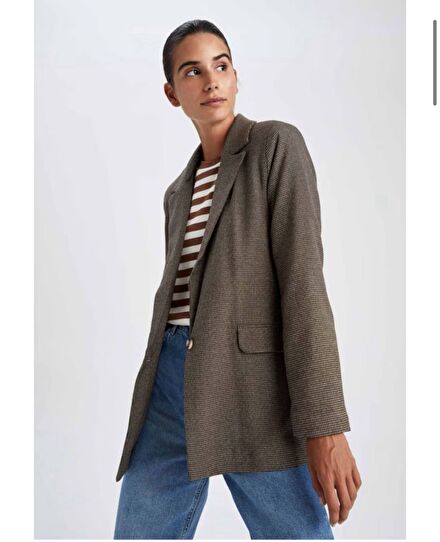 Defacto REGULAR FİT KARELİ BLAZER CEKET