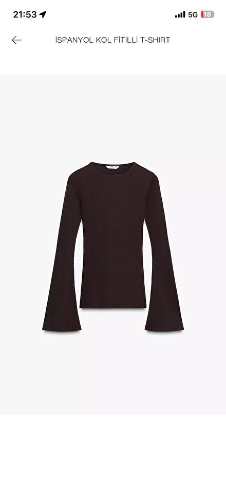 Zara İspanyol Kol Fitilli T-Shirt