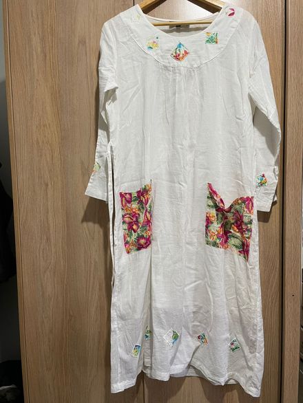 Topshop Beyaz Desenli elbise