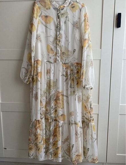 H&M Desenli Çiçek Desenli Uzun Elbise