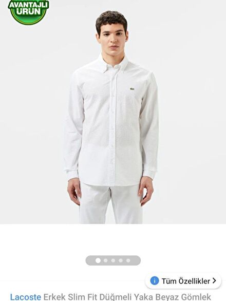 lacoste orijinal beyaz gömlek