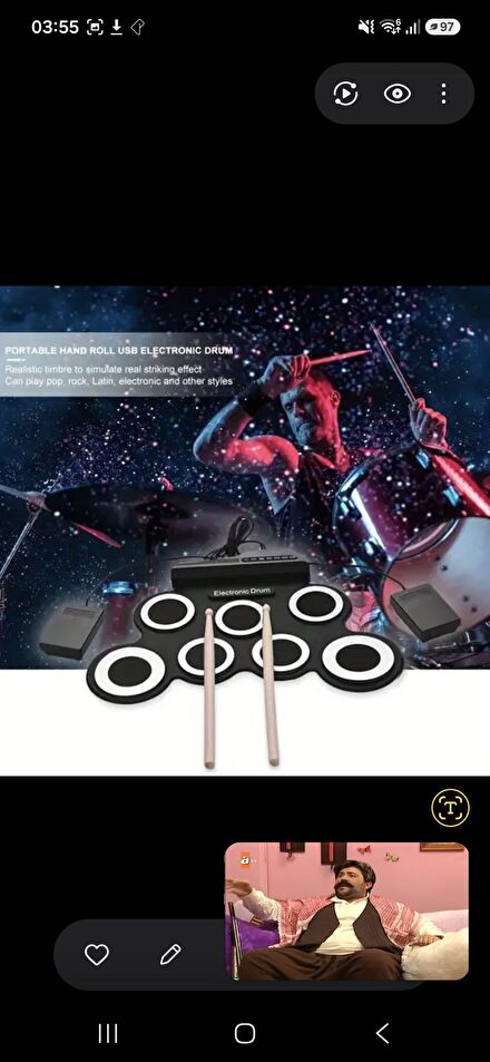 Portatif Rulo USB Elektronik Davul Seti
