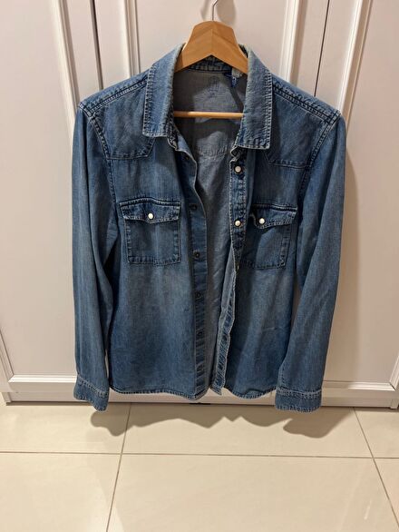 H&M Erkek Mavi Kot Gömlek