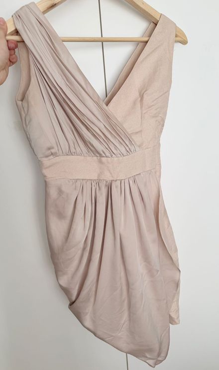 Pudra Drape Detaylı Elbise