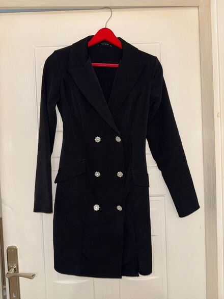 Siyah Kadın Sırt Dekolteli Blazer Elbise