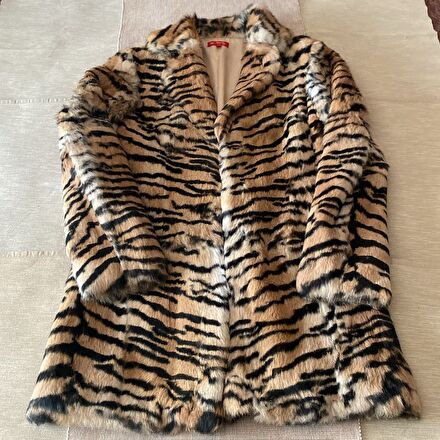 Peluş sahte leopar kaban (M)